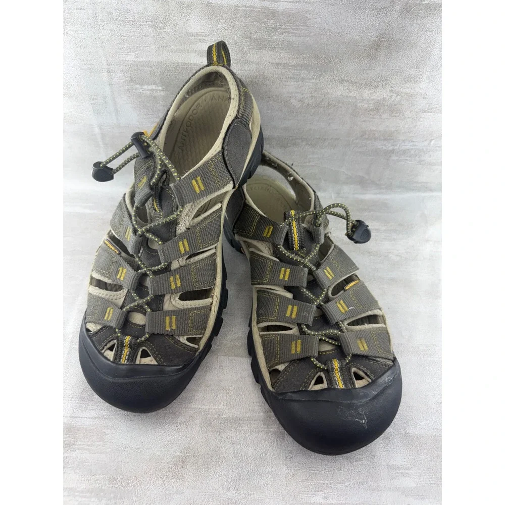 KEEN Newport H2 Men Gray Yellow Waterproof Hiking Sport Sandals 1008399 Size 9.5